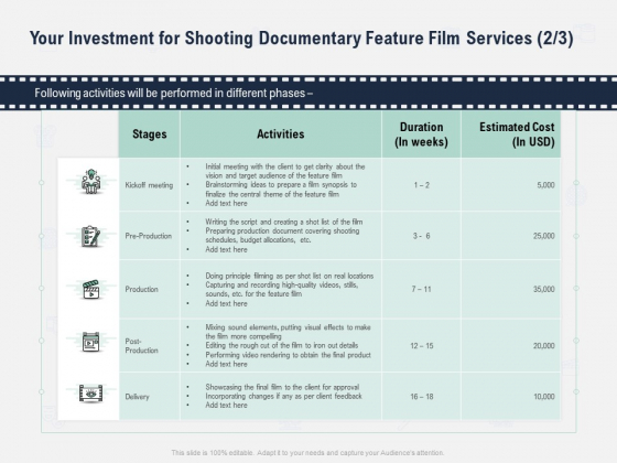 Factual Picture Filming Your Investment For Shooting Documentary Feature Film Services Cost Background PDF Factual Picture Filming Your Investment For Shooting Documentary Feature Film Services Cost Background PDF