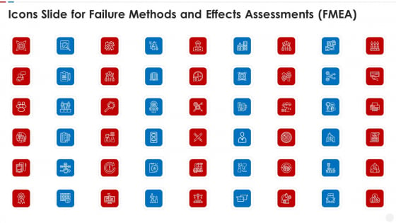 Failure Methods And Effects Assessments FMEA Icons Slide For Failure Methods And Effects Assessments FMEA Download PDF