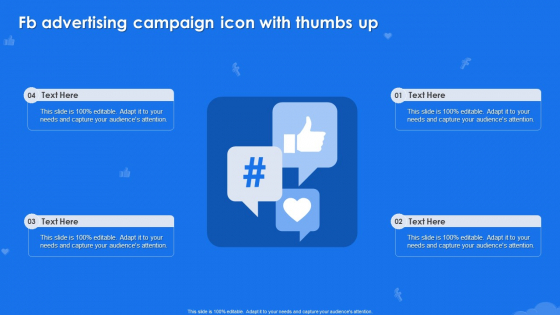 Fb Advertising Campaign Icon With Thumbs Up Designs PDF