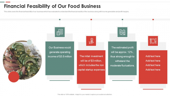Feasibility Analysis Template Different Projects Financial Feasibility Of Our Food Business Topics PDF