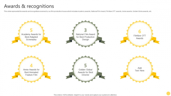 Film Making Firm Profile Awards And Recognitions Ppt PowerPoint Presentation Icon Portfolio PDF Film Making Firm Profile Awards And Recognitions Ppt PowerPoint Presentation Icon Portfolio PDF