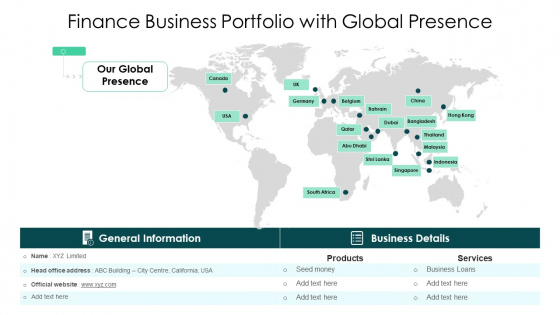 Finance Business Portfolio With Global Presence Ppt Portfolio Grid PDF Finance Business Portfolio With Global Presence Ppt Portfolio Grid PDF