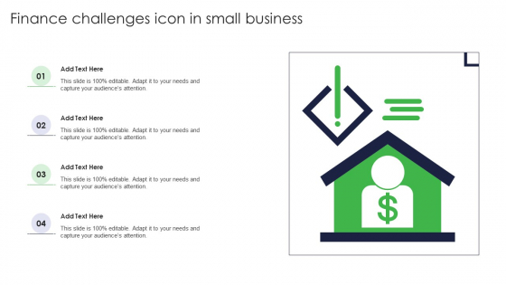Finance Challenges Icon In Small Business Ppt Portfolio Example PDF