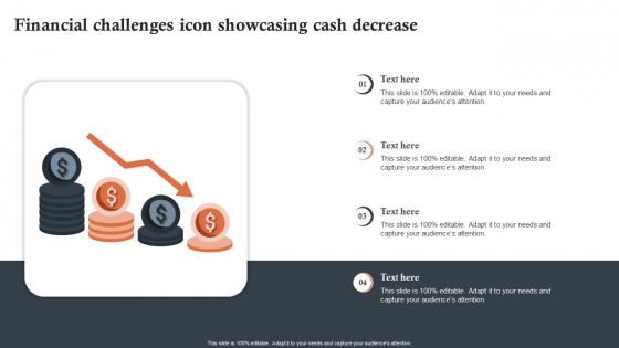 Financial Challenges Icon Showcasing Cash Decrease Ppt Portfolio Format PDF