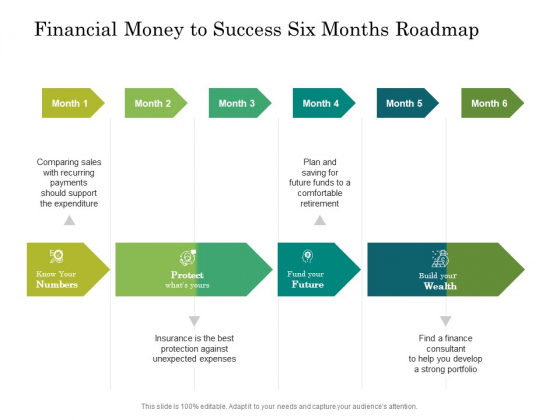 Financial Money To Success Six Months Roadmap Infographics Financial Money To Success Six Months Roadmap Infographics