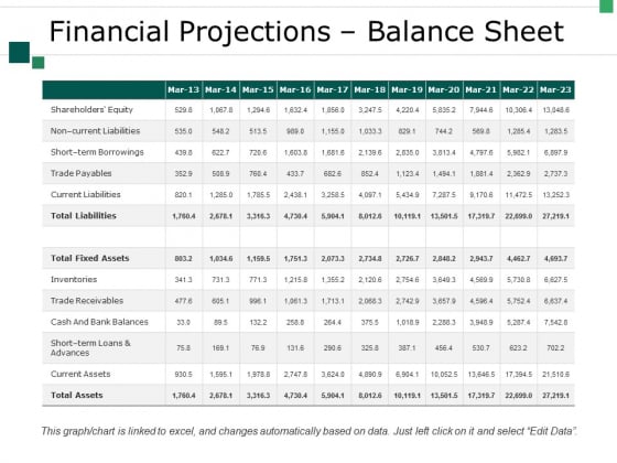Financial Projections Balance Sheet Ppt PowerPoint Presentation Show
