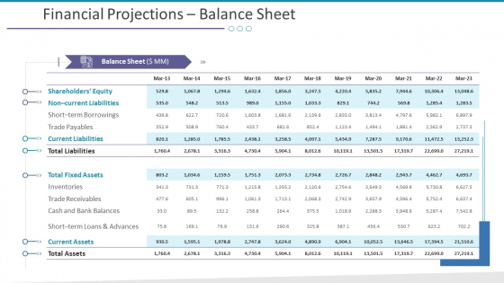 Financial Projections Balance Sheet Ppt Visual Aids PDF