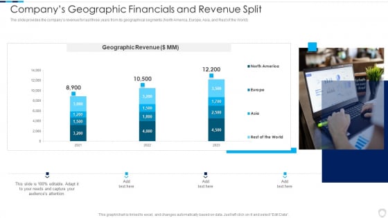 Financial Report Of An IT Firm Companys Geographic Financials And Revenue Split Elements PDF