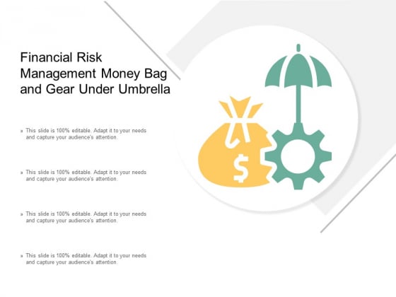Financial Risk Management Money Bag And Gear Under Umbrella Ppt PowerPoint Presentation Outline Background Image