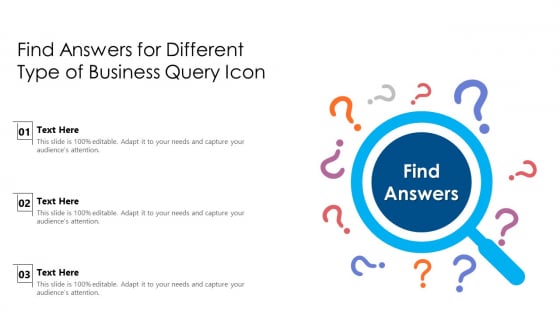 Find Answer For Different Type Of Business Query Icon Ppt PowerPoint Presentation Infographics Infographic Template PDF