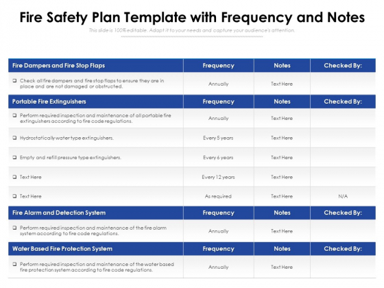 Fire Safety Plan Template With Frequency And Notes Ppt PowerPoint Presentation File Shapes PDF Fire Safety Plan Template With Frequency And Notes Ppt PowerPoint Presentation File Shapes PDF