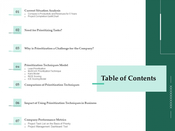 Firm Project Prioritization And Selection Table Of Contents Structure PDF Firm Project Prioritization And Selection Table Of Contents Structure PDF