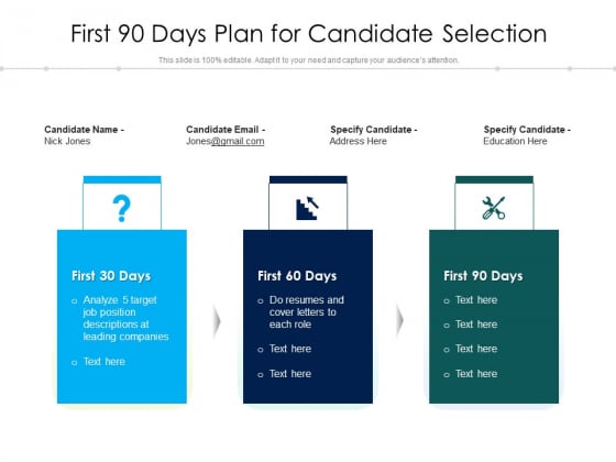 First 90 Days Plan For Candidate Selection Ppt PowerPoint Presentation File Slides PDF