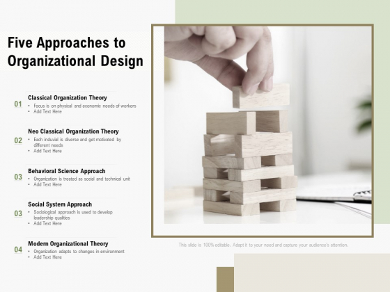 Five Approaches To Organizational Design Ppt PowerPoint Presentation Show Design Templates PDF Five Approaches To Organizational Design Ppt PowerPoint Presentation Show Design Templates PDF