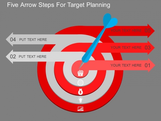 Five Arrow Steps For Target Planning Powerpoint Template Five Arrow Steps For Target Planning Powerpoint Template