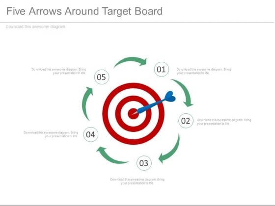 Five Arrows Around Target Board Powerpoint Slides Five Arrows Around Target Board Powerpoint Slides