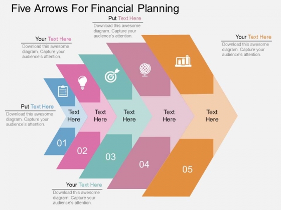 five arrows for financial planning powerpoint template powerpoint