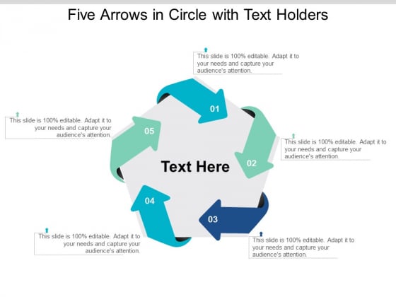 Five Arrows In Circle With Text Holders Ppt Powerpoint Presentation File Professional