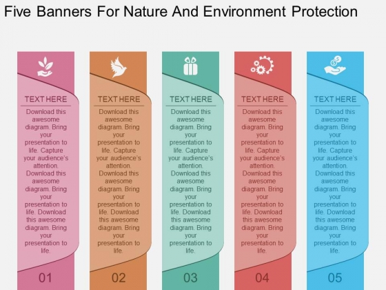 Five Banners For Nature And Environment Protection Powerpoint Template Five Banners For Nature And Environment Protection Powerpoint Template