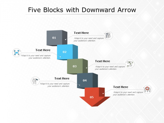 Five Blocks With Downward Arrow Ppt PowerPoint Presentation Infographics Examples
