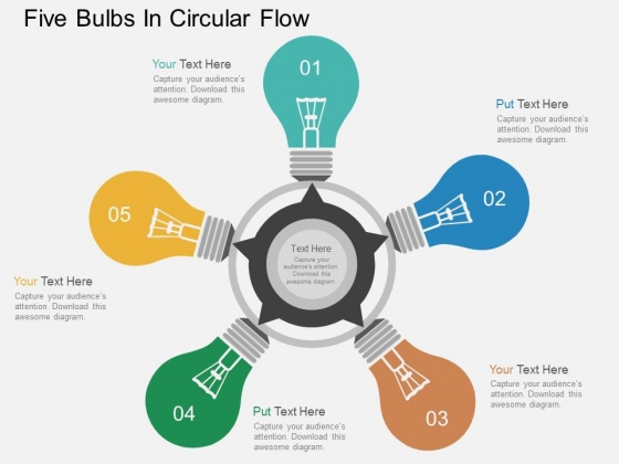Five Bulbs In Circular Flow Powerpoint Templates Five Bulbs In Circular Flow Powerpoint Templates