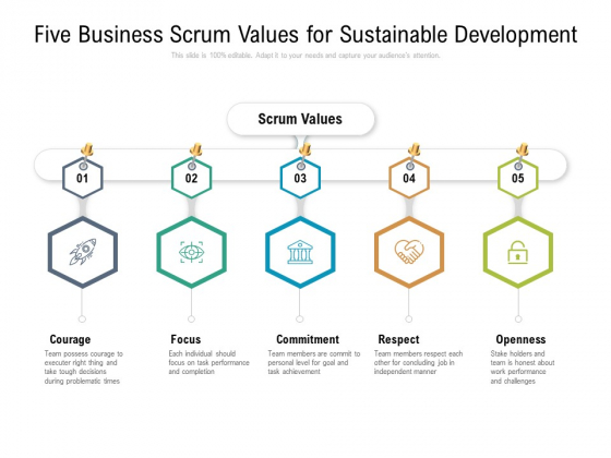 Five Business Scrum Values For Sustainable Development Ppt PowerPoint Presentation Ideas Master Slide PDF Five Business Scrum Values For Sustainable Development Ppt PowerPoint Presentation Ideas Master Slide PDF
