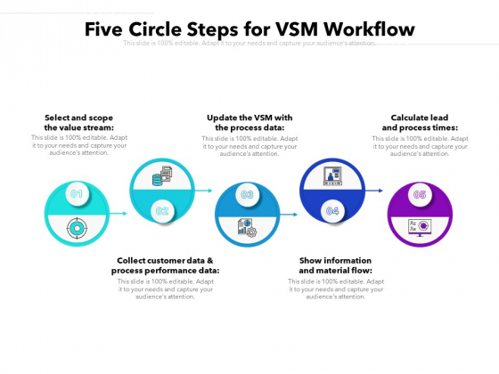Five Circle Steps For VSM Workflow Ppt PowerPoint Presentation File Format PDF Five Circle Steps For VSM Workflow Ppt PowerPoint Presentation File Format PDF