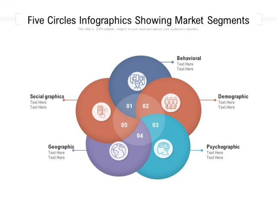 Five Circles Infographics Showing Market Segments Ppt PowerPoint Presentation File Demonstration PDF