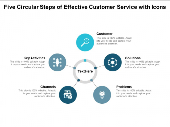 Five Circular Steps Of Effective Customer Service With Icons Ppt PowerPoint Presentation Styles Influencers