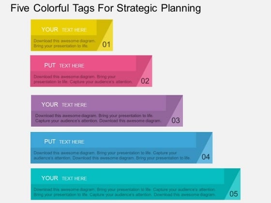 Five Colorful Tags For Strategic Planning Powerpoint Template Five Colorful Tags For Strategic Planning Powerpoint Template