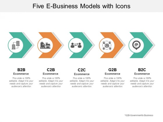 Five E Business Models With Icons Ppt Powerpoint Presentation Infographics Icons