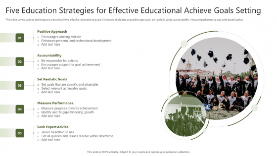 Five Education Strategies For Effective Educational Achieve Goals Setting Mockup PDF Five Education Strategies For Effective Educational Achieve Goals Setting Mockup PDF