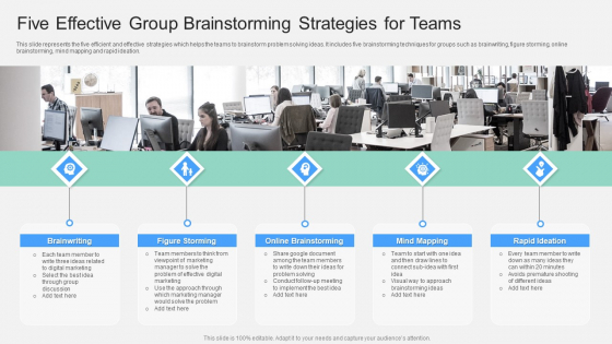 Five Effective Group Brainstorming Strategies For Teams Ppt Outline Brochure PDF