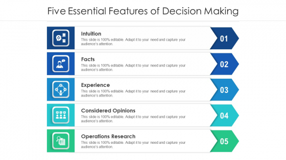 Five Essential Features Of Decision Making Ppt PowerPoint Presentation Gallery Portfolio PDF Five Essential Features Of Decision Making Ppt PowerPoint Presentation Gallery Portfolio PDF