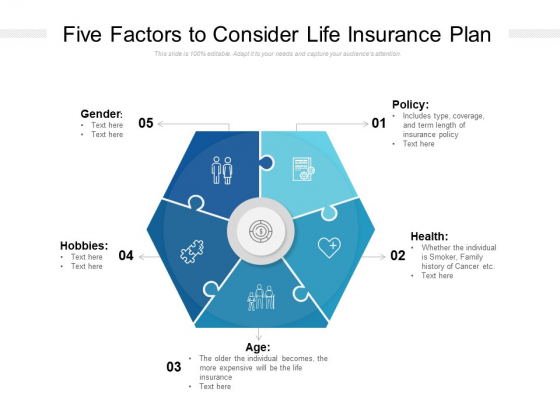 Five Factors To Consider Life Insurance Plan Ppt PowerPoint Presentation Styles Design Inspiration PDF Five Factors To Consider Life Insurance Plan Ppt PowerPoint Presentation Styles Design Inspiration PDF