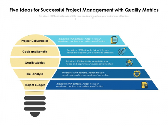 Five Ideas For Successful Project Management With Quality Metrics Ppt PowerPoint Presentation File Vector PDF Five Ideas For Successful Project Management With Quality Metrics Ppt PowerPoint Presentation File Vector PDF