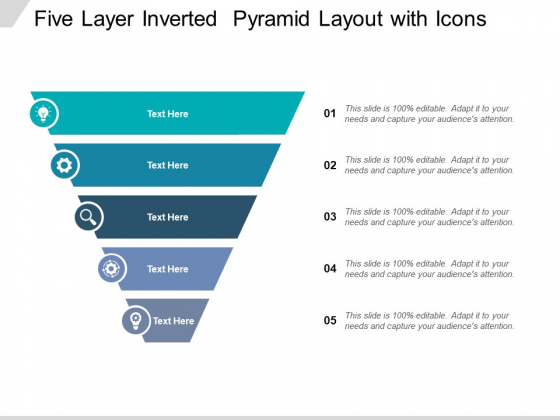 Five Layer Inverted Pyramid Layout With Icons Ppt PowerPoint Presentation Visuals