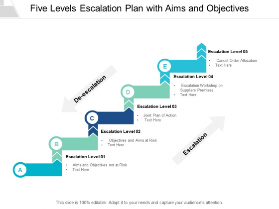 Five Levels Escalation Plan With Aims And Objectives Ppt PowerPoint Presentation Outline Picture