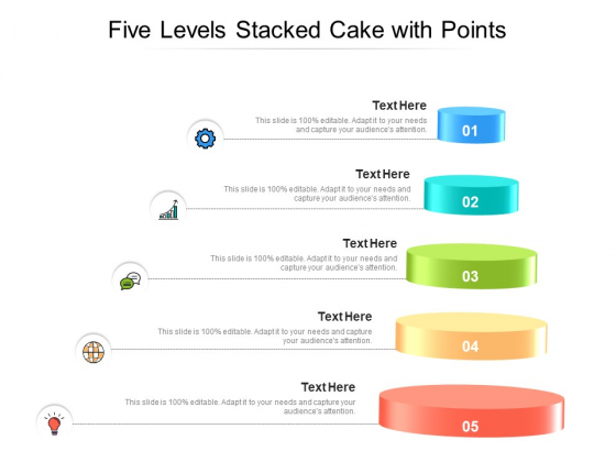 Five Levels Stacked Cake With Points Ppt PowerPoint Presentation Ideas Inspiration PDF Five Levels Stacked Cake With Points Ppt PowerPoint Presentation Ideas Inspiration PDF