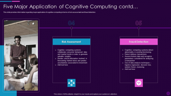 Five Major Application Of Cognitive Computing Action Plan Ppt Ideas Maker PDF