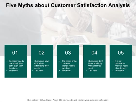 Five Myths About Customer Satisfaction Analysis Ppt PowerPoint Presentation Layouts Graphics Example