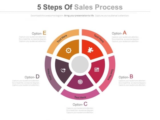 Five Options Circular Infographic Diagram Powerpoint Slides