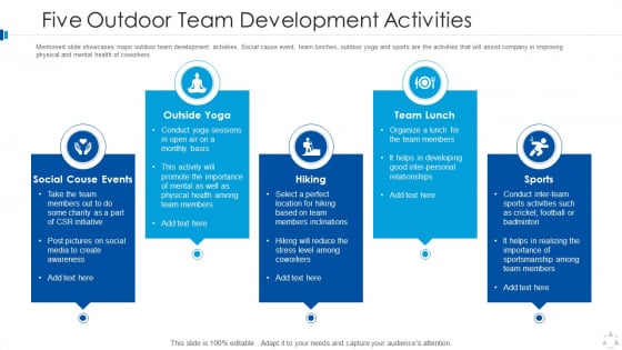 Five Outdoor Team Development Activities Sample PDF Five Outdoor Team Development Activities Sample PDF