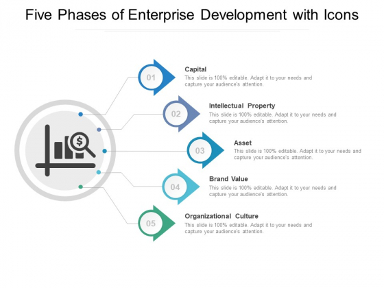 Five Phases Of Enterprise Development With Icons Ppt PowerPoint Presentation Slides Gridlines