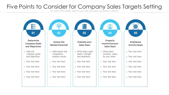 Five Points To Consider For Company Sales Targets Setting Ppt PowerPoint Presentation File Microsoft PDF Five Points To Consider For Company Sales Targets Setting Ppt PowerPoint Presentation File Microsoft PDF