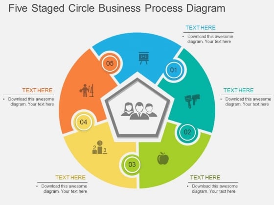 Five Staged Circle Business Process Diagram Powerpoint Template Five Staged Circle Business Process Diagram Powerpoint Template