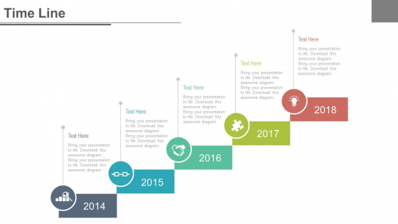 Five Staged Sequential Tags Timeline Powerpoint Slides