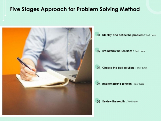 Five Stages Approach For Problem Solving Method Ppt PowerPoint Presentation Summary Outfit PDF