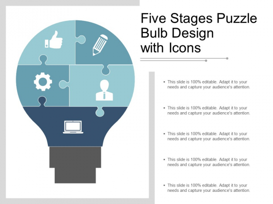 Five Stages Puzzle Bulb Design With Icons Ppt PowerPoint Presentation Styles Structure Five Stages Puzzle Bulb Design With Icons Ppt PowerPoint Presentation Styles Structure