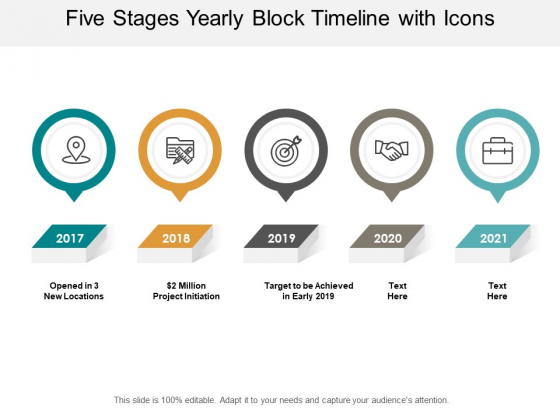 Five Stages Yearly Block Timeline With Icons Ppt Powerpoint Presentation Show Five Stages Yearly Block Timeline With Icons Ppt Powerpoint Presentation Show